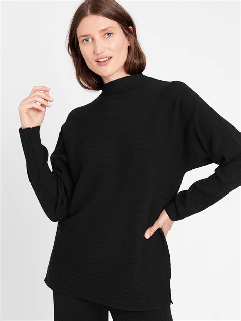 Ribbed Funnel Neck Sweater 